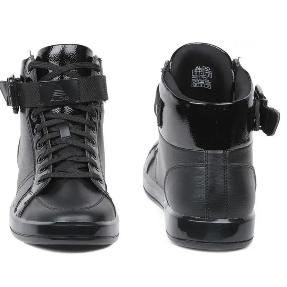 Aldo Men's Glossy Black High-Top Sneakers - Picture 2 of 10